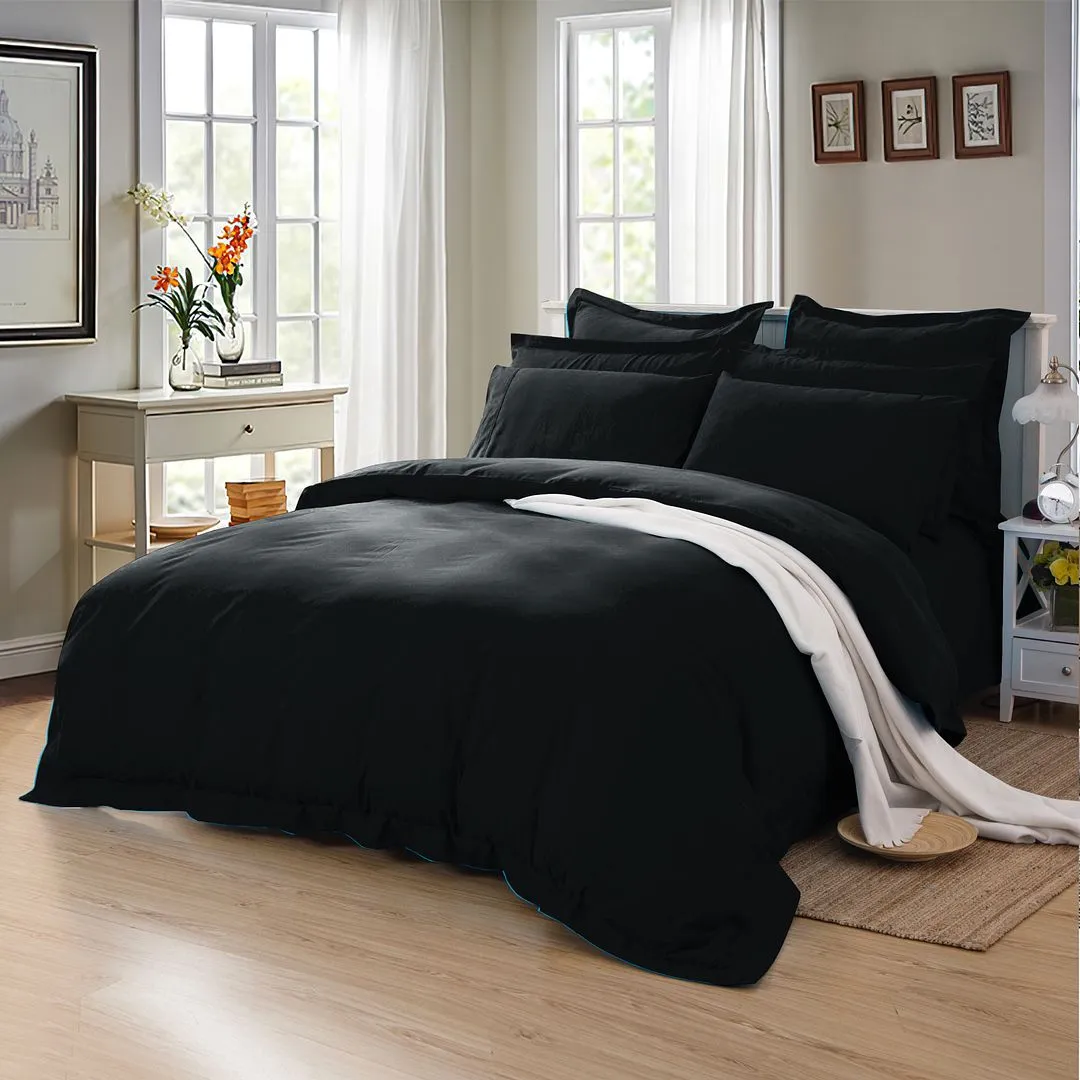 1000TC | Tailored | King Size | Black | Duvet Quilt Cover Set