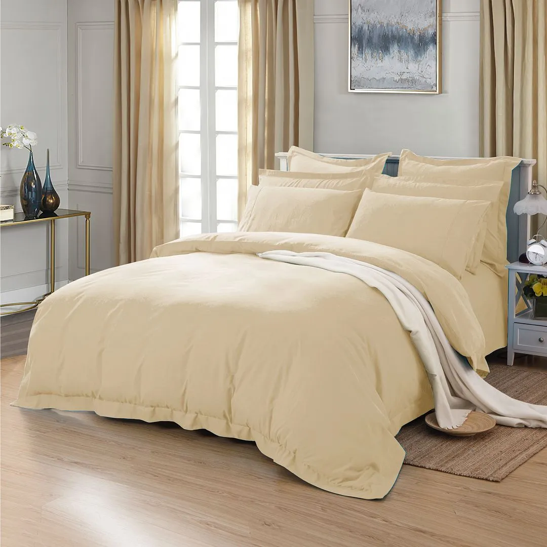 1000TC | Tailored | King Size | Yellow Cream | Duvet Quilt Cover Set