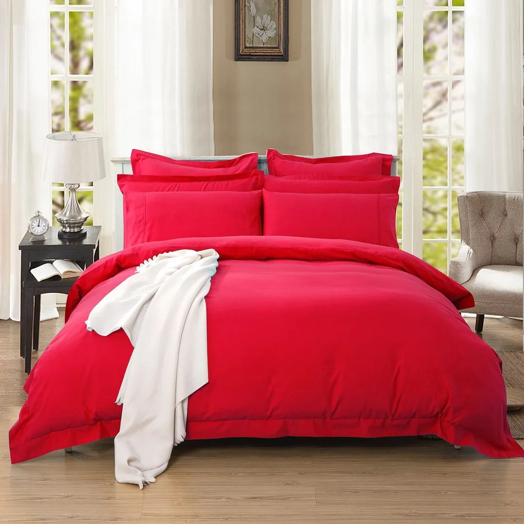 1000TC | Tailored | Single Size | Red | Duvet Quilt Cover Set