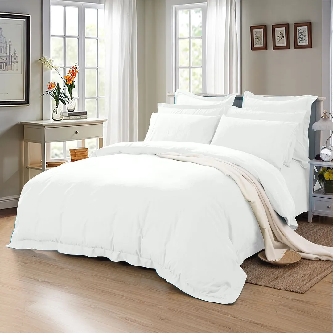 1000TC | Tailored | Single Size | White | Duvet Quilt Cover Set