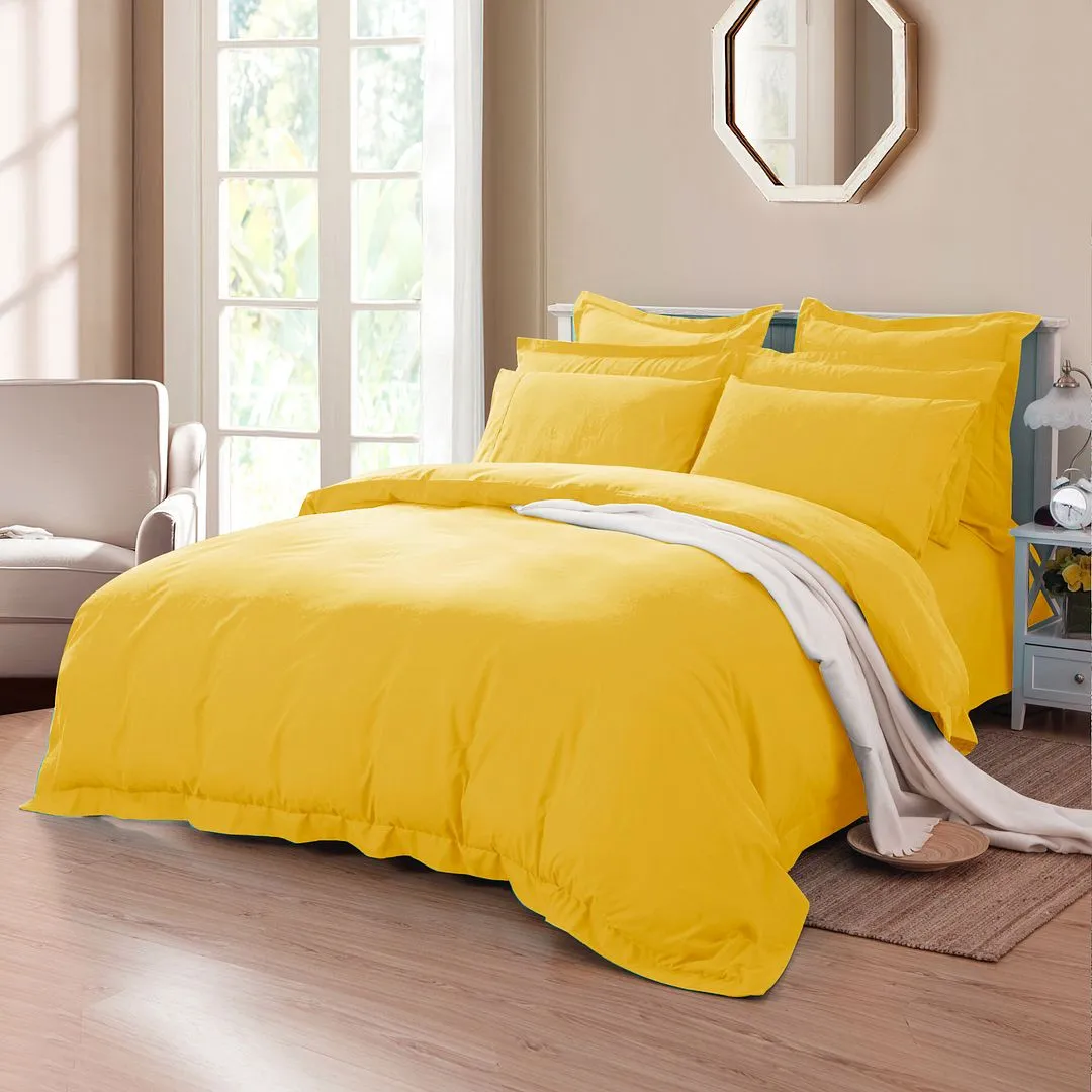 1000TC | Tailored | Ultra Soft | Super King Size | Yellow | Duvet Quilt Cover Set