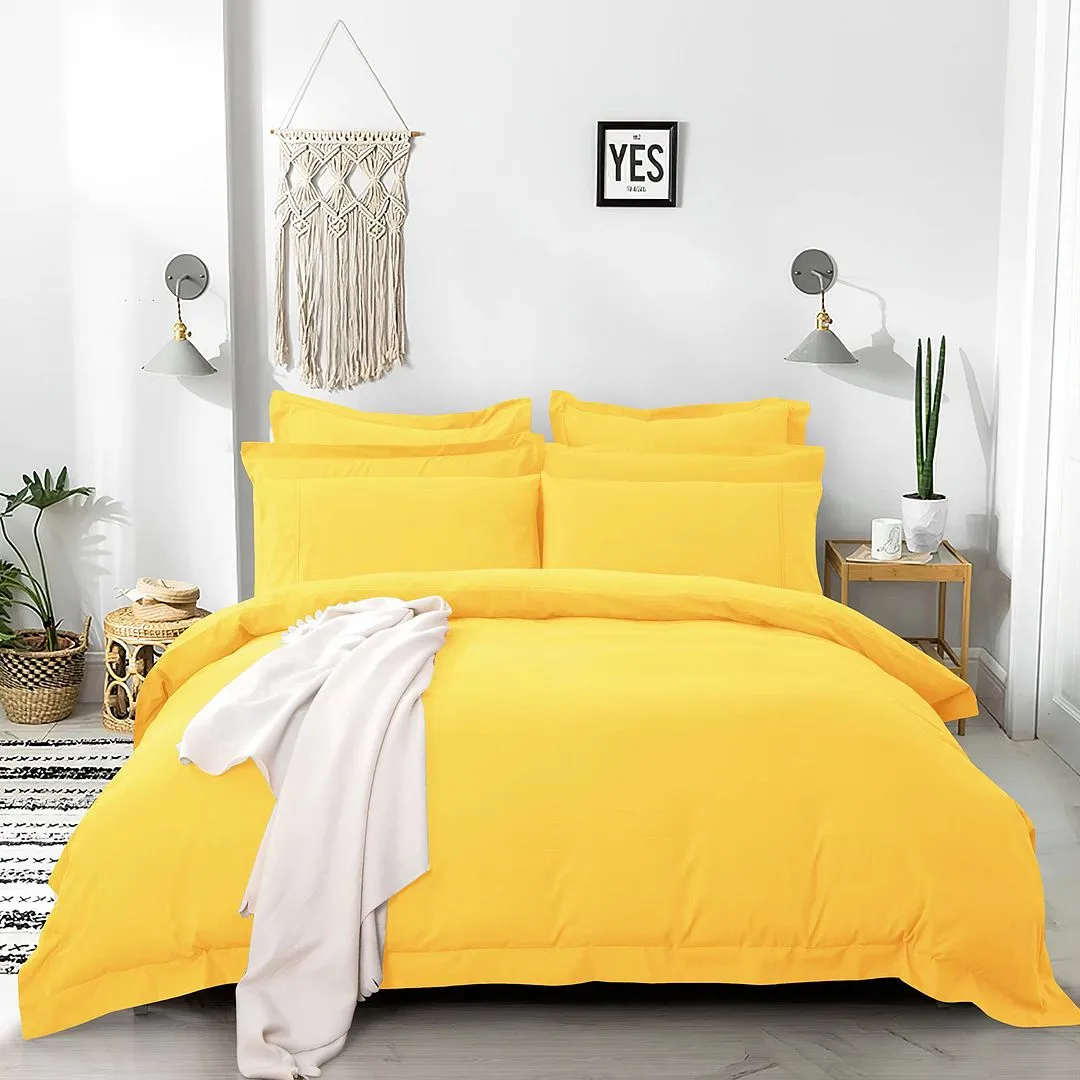 1000TC | Tailored | Ultra Soft | Super King Size | Yellow | Duvet Quilt Cover Set