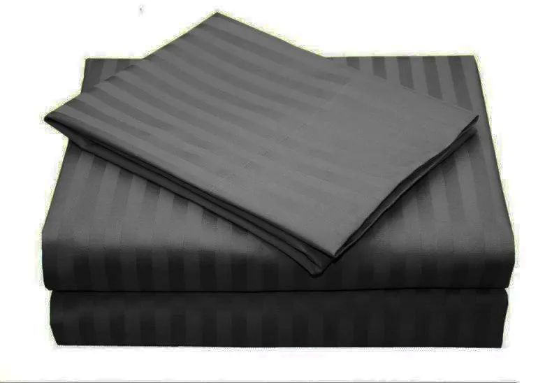 1000TC | Ultra Soft | Striped | King Size | Charcoal | Duvet Quilt Cover Set