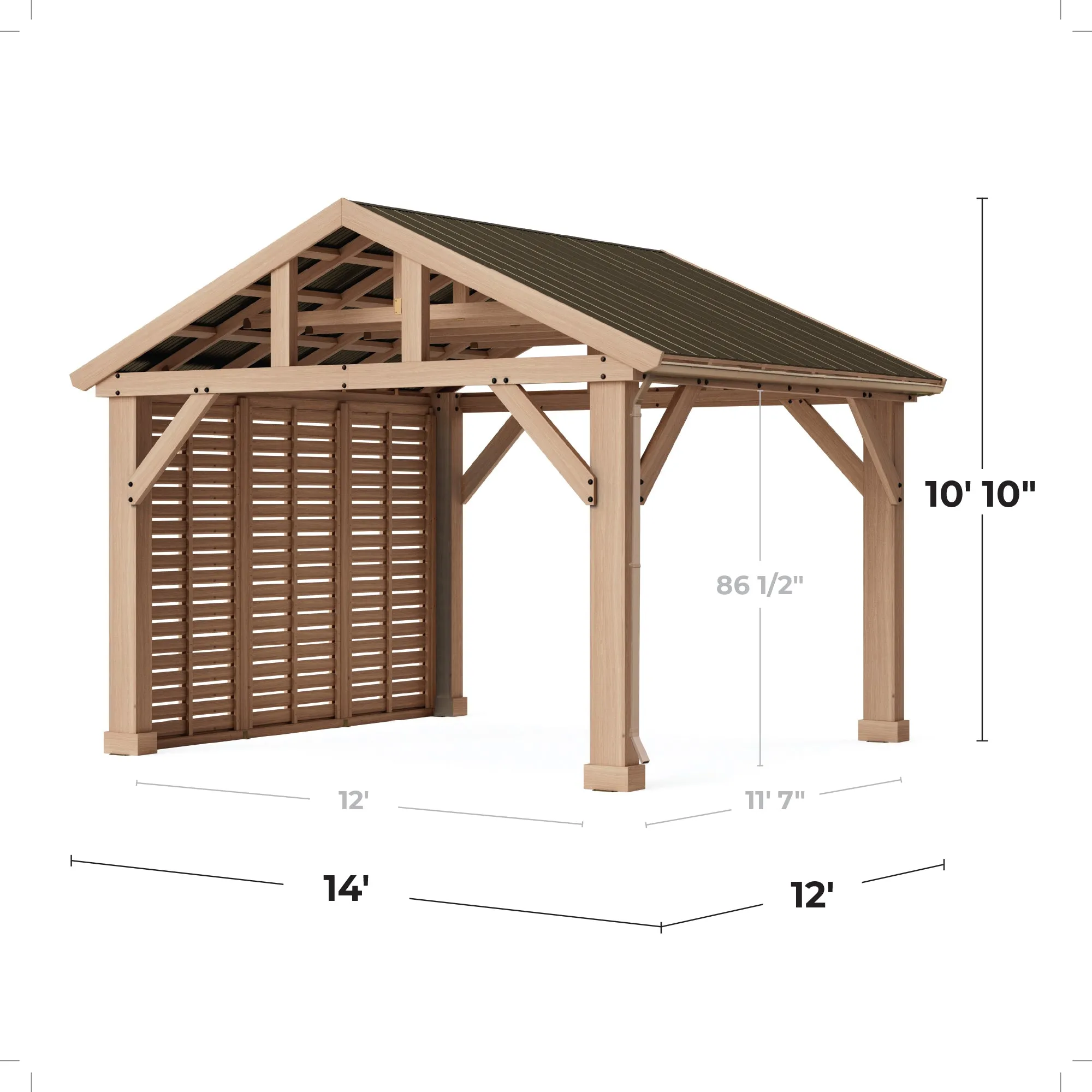 14' x 12' Pavilion Set (With Privacy Wall and Gutters)