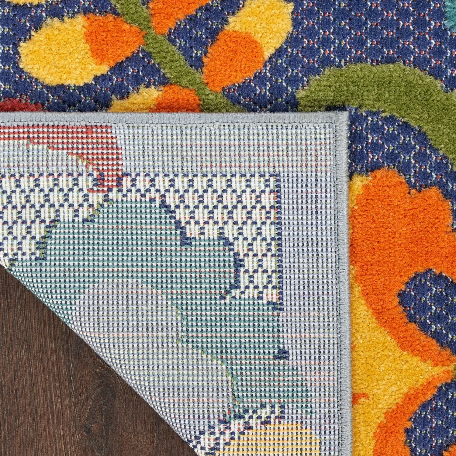 Aloha Indoor/Outdoor Yellow/Navy Floral Rug