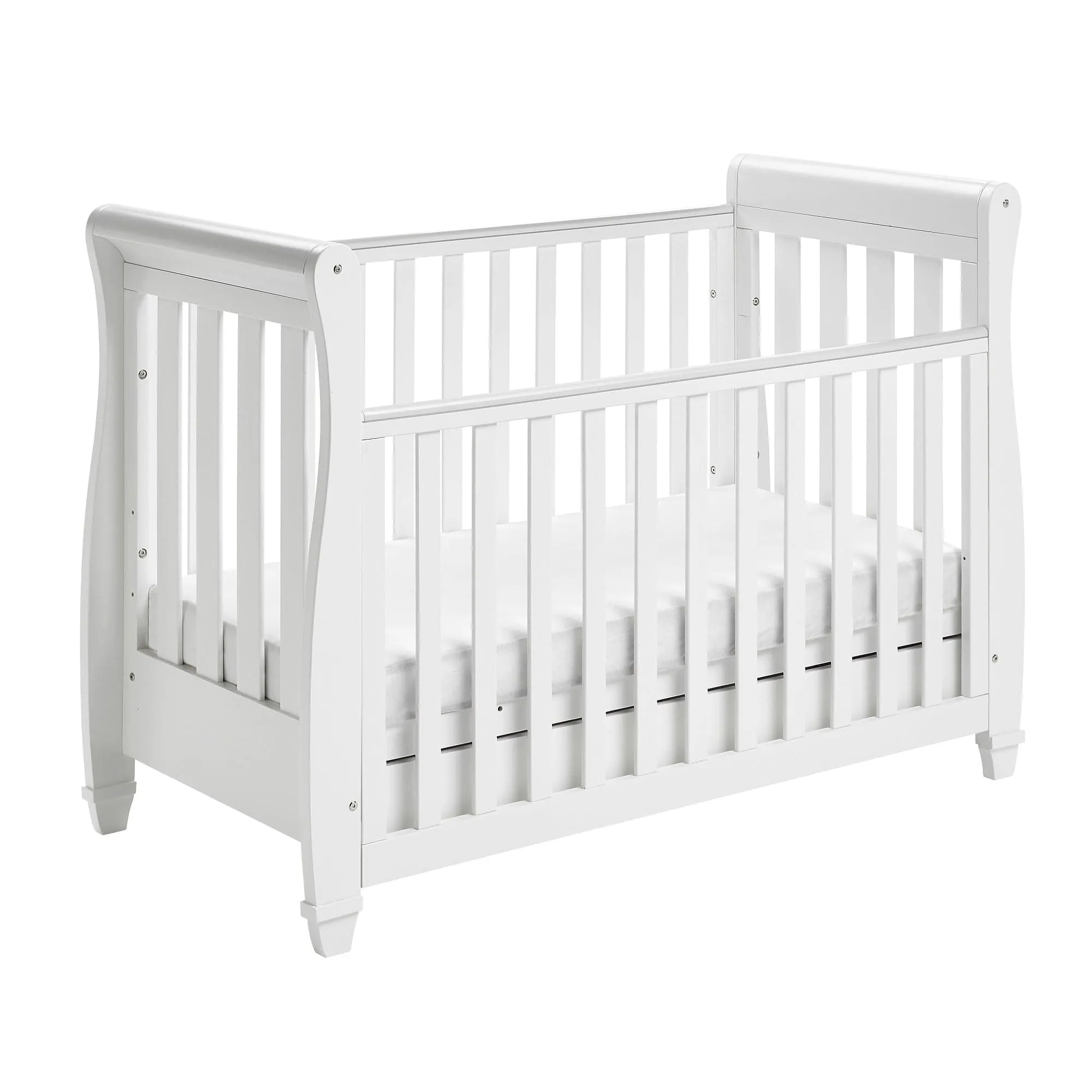 Babymore Eva Drop Side Cot Bed with Drawer - White