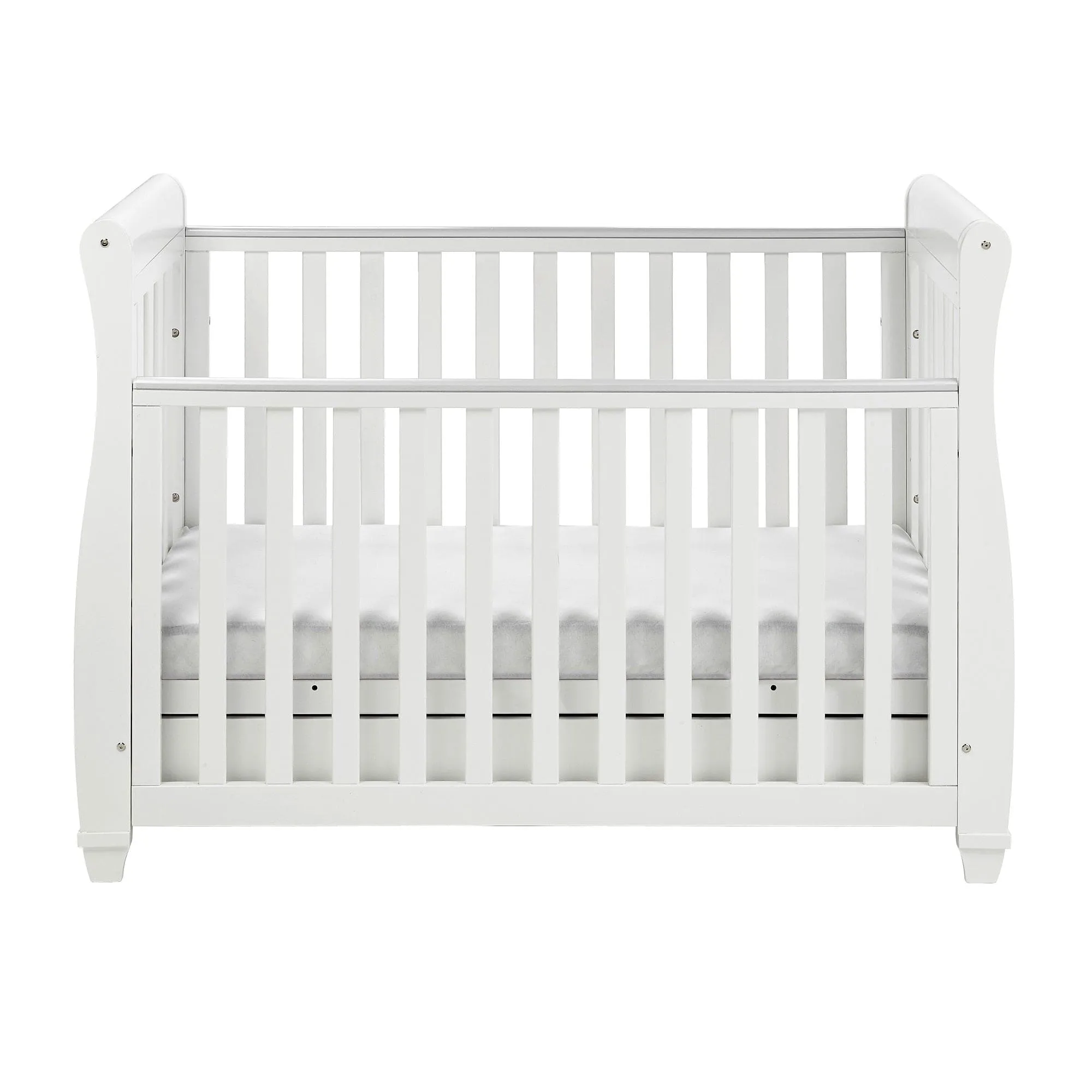 Babymore Eva Drop Side Cot Bed with Drawer - White