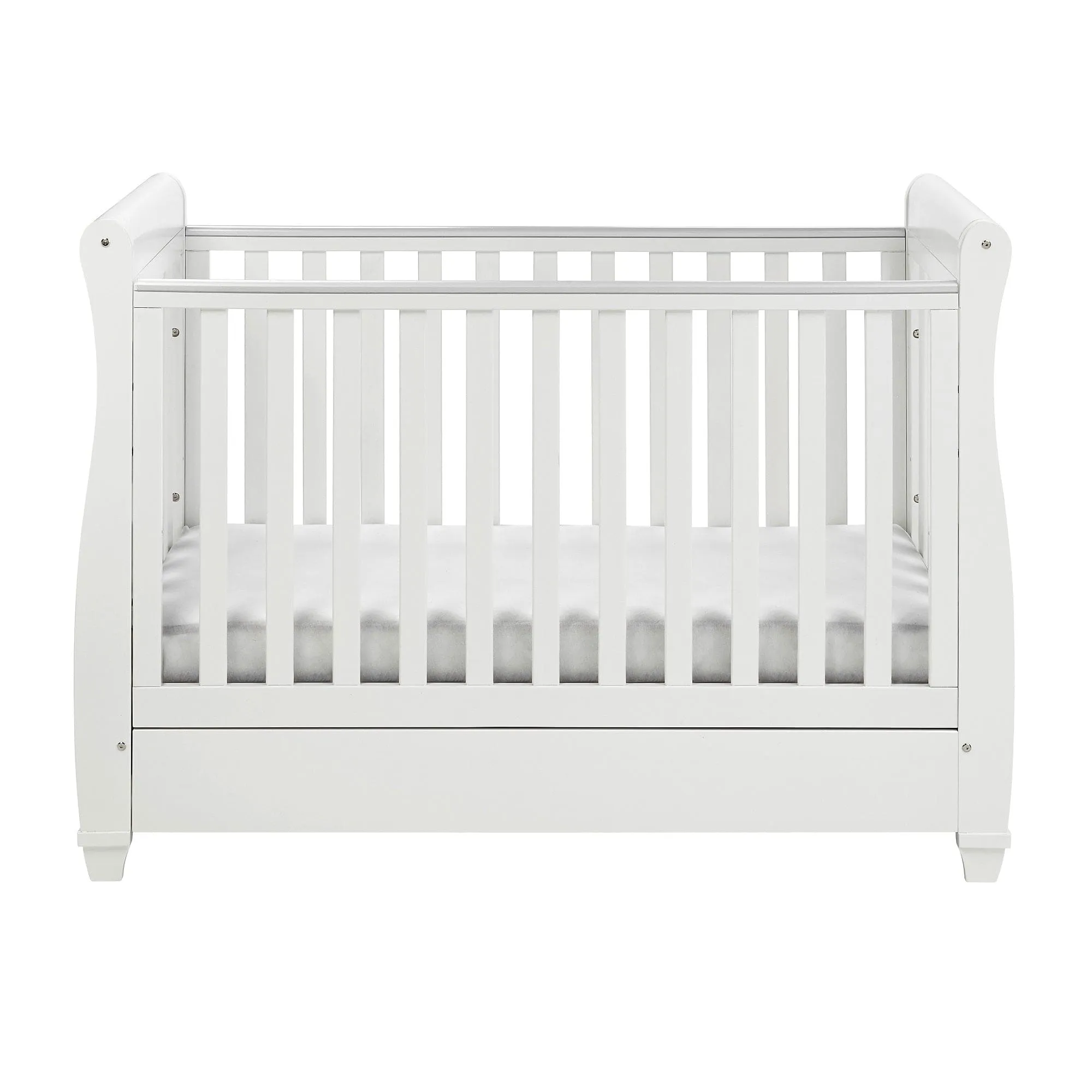 Babymore Eva Drop Side Cot Bed with Drawer - White