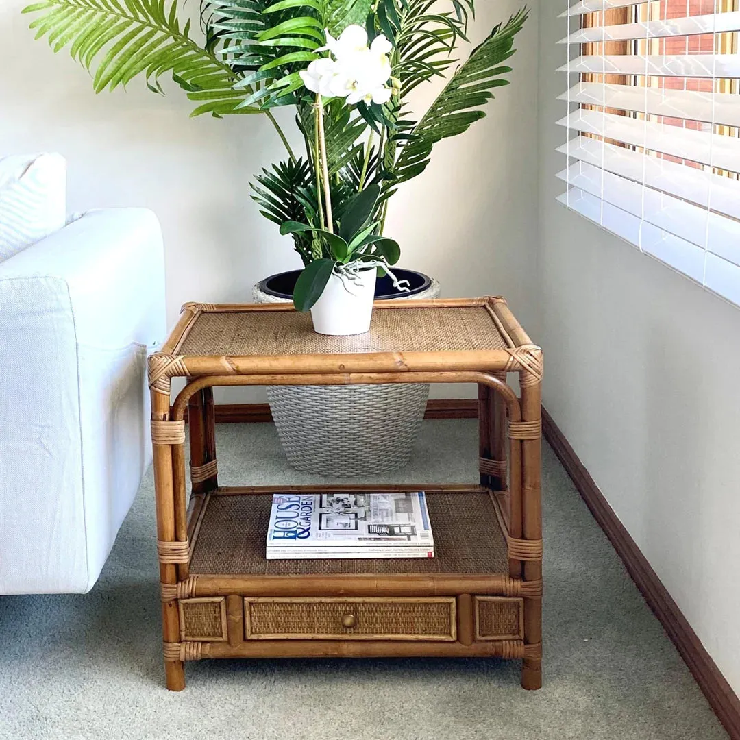 Cayman Rattan Side Table Glass Top