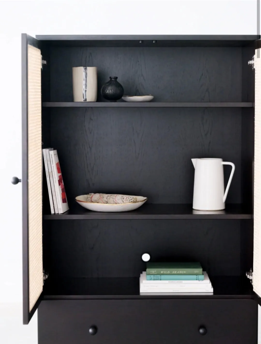 Fresco Solid Wood Cane Cabinet