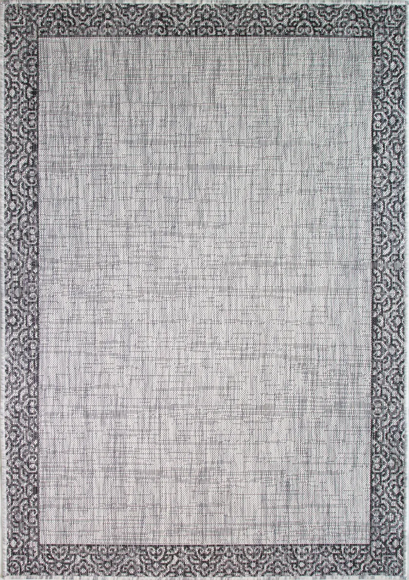 Grey Bordered Indoor Outdoor Rug - Oreste