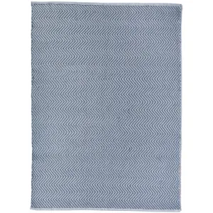 Herringbone WashableRug Denim Blue