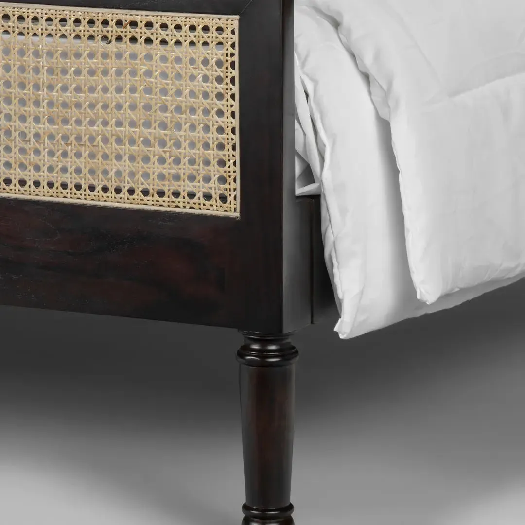 Leena Solid Wood Rattan Bed