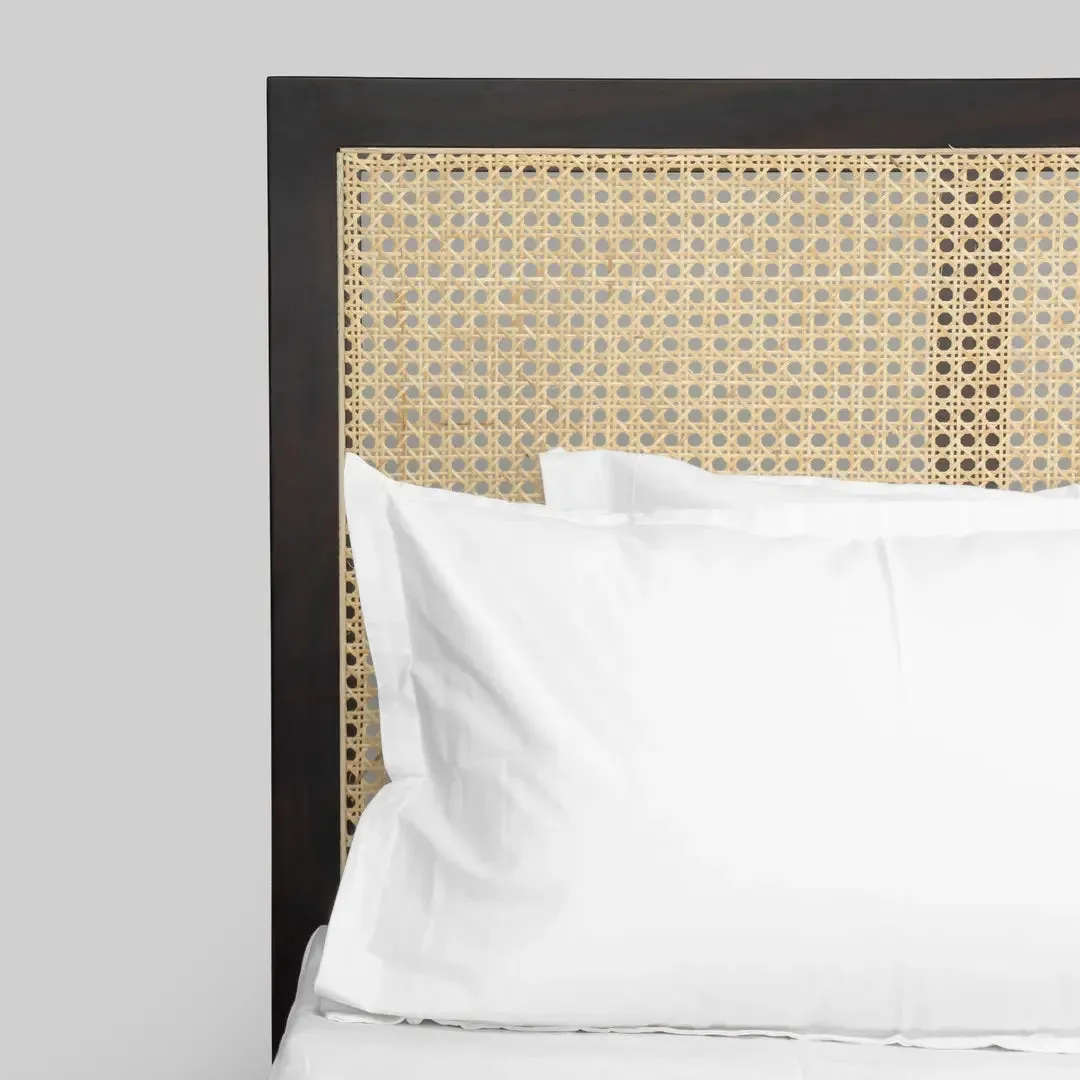 Leena Solid Wood Rattan Bed