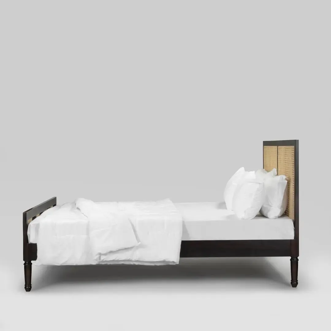 Leena Solid Wood Rattan Bed