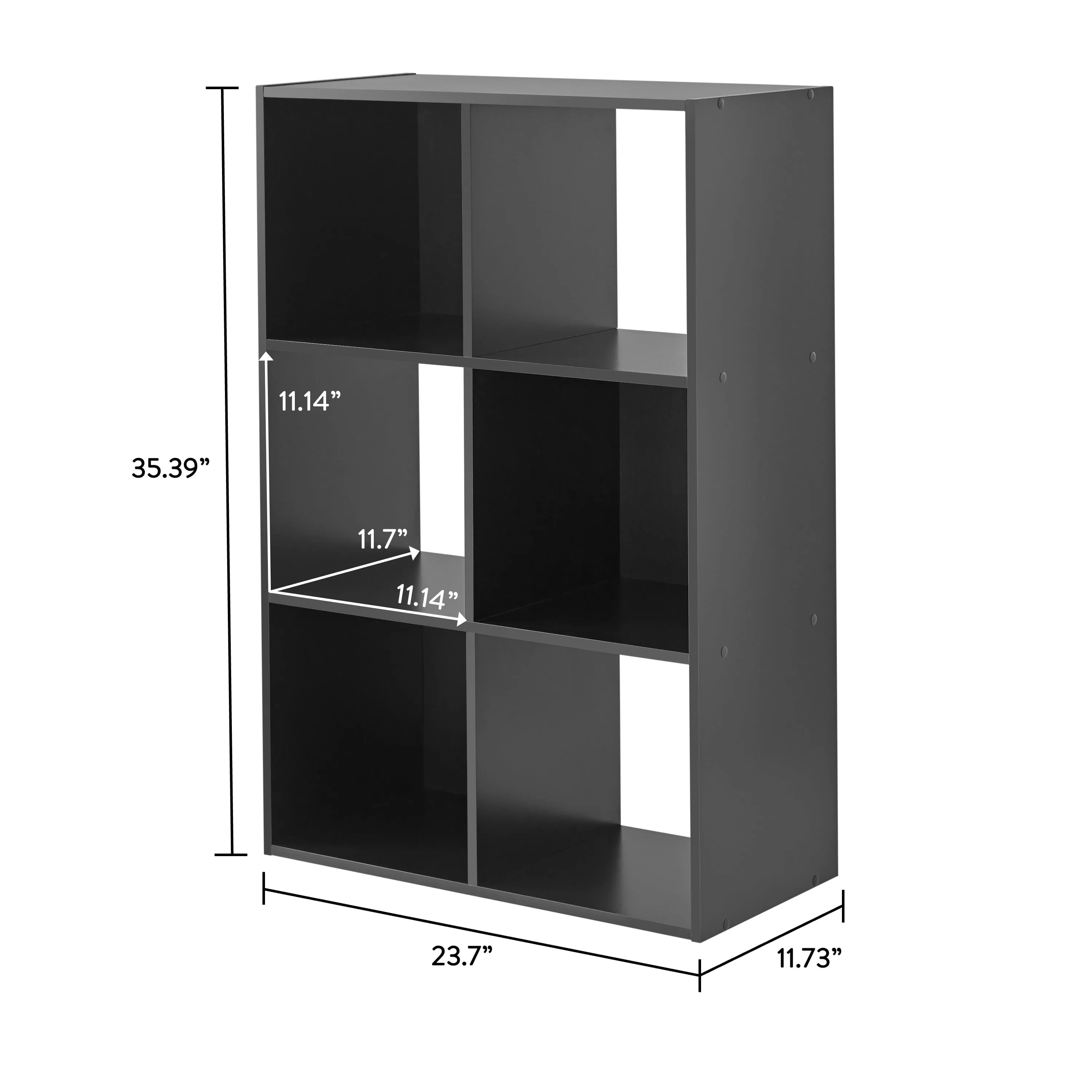 Mainstays 11" 6-Cube Storage Organizer, Black
