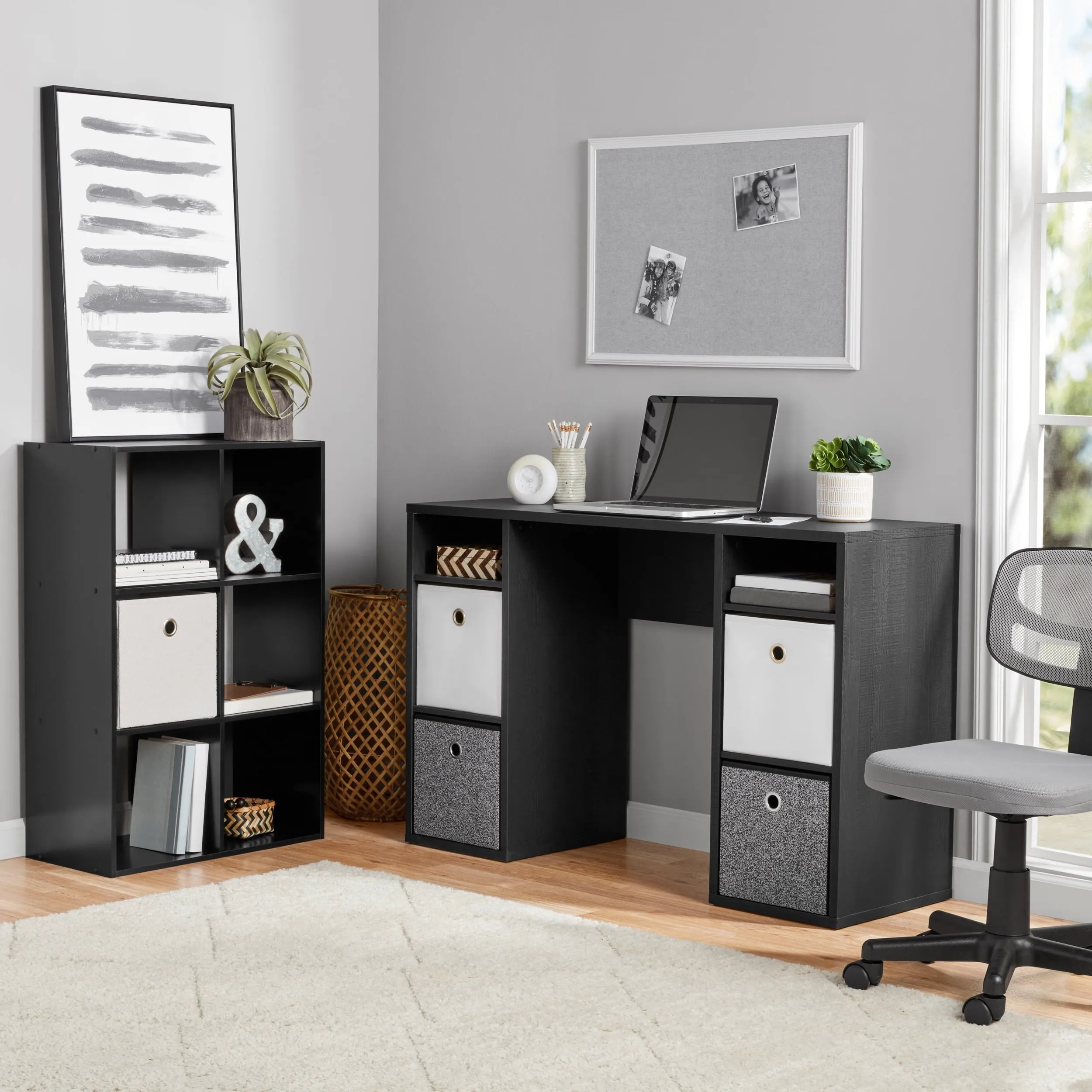 Mainstays 11" 6-Cube Storage Organizer, Black