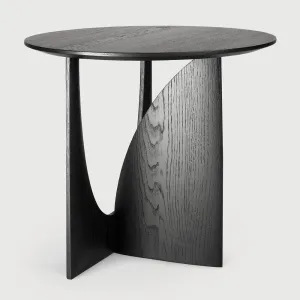 Oak Geometric Black Side Table