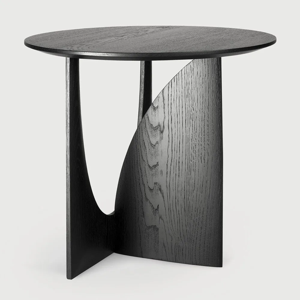 Oak Geometric Black Side Table