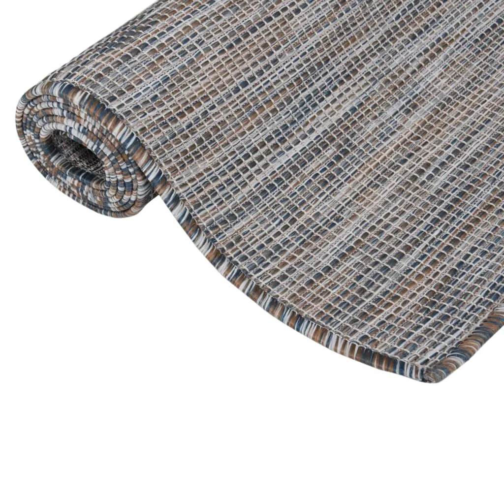 Outdoor Flatweave Rug 140x200 cm Brown and Black