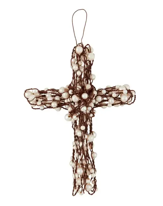 Pearl Beaded Wire Cross
