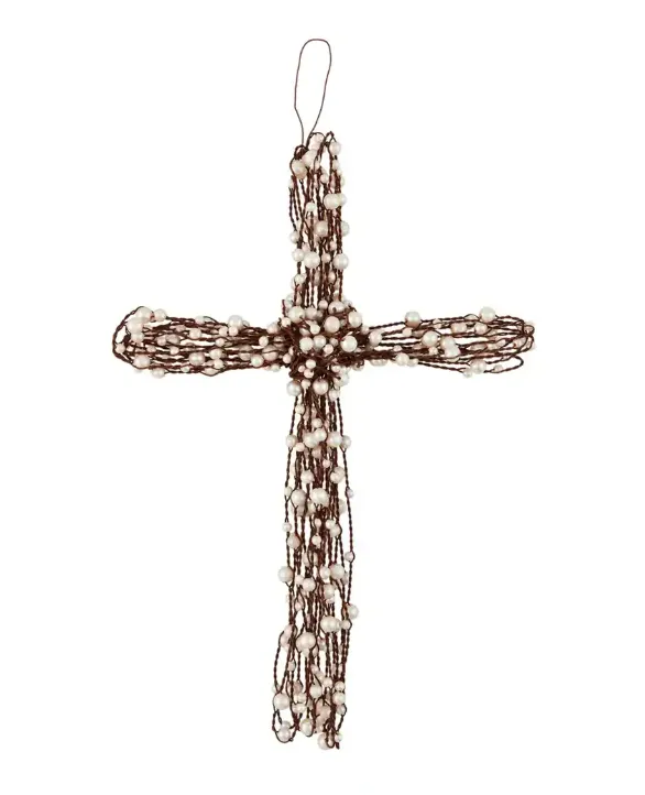 Pearl Beaded Wire Cross