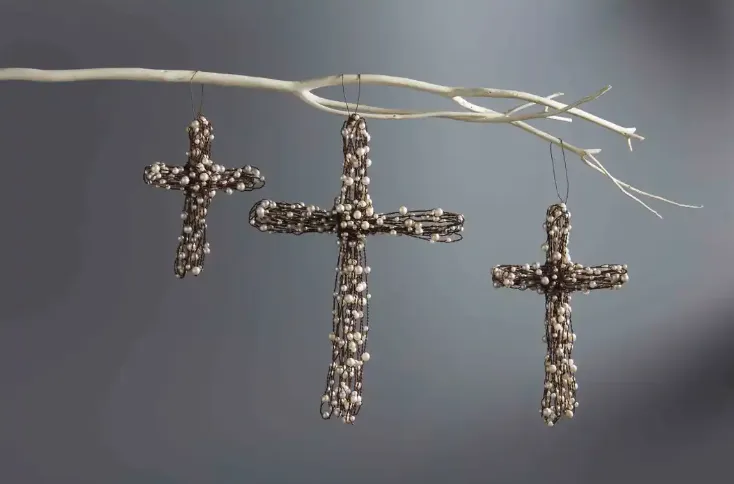 Pearl Beaded Wire Cross