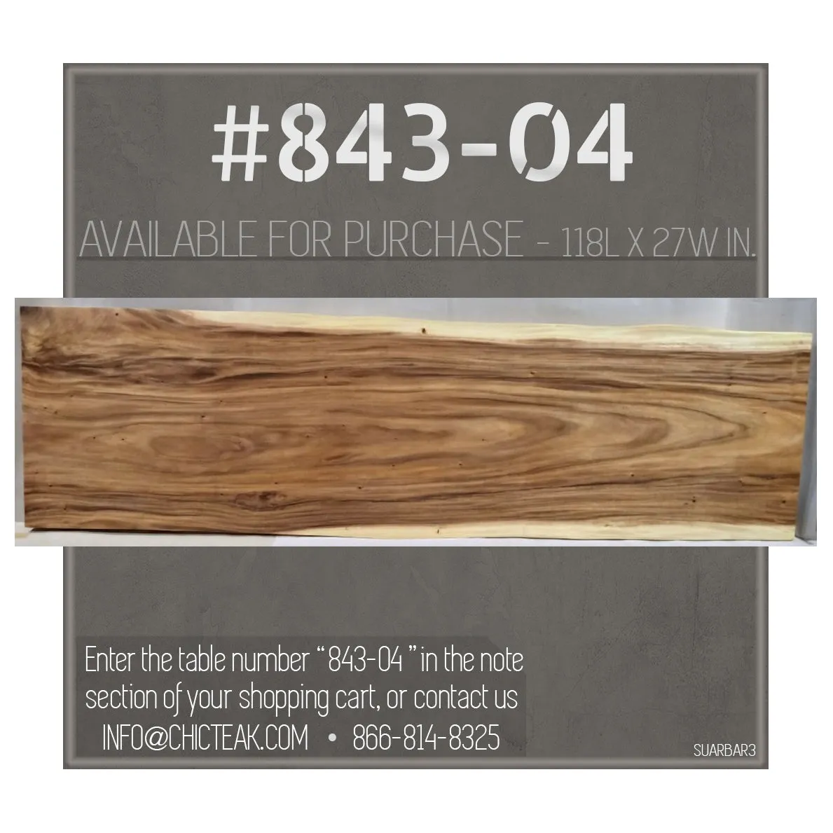 Suar Live Edge Slab Freestanding Bar with Shelf, 118 Inch (choice of table tops)