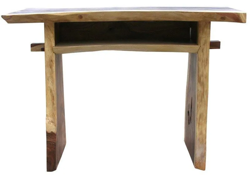 Suar Live Edge Slab Freestanding Bar with Shelf, 118 Inch (choice of table tops)