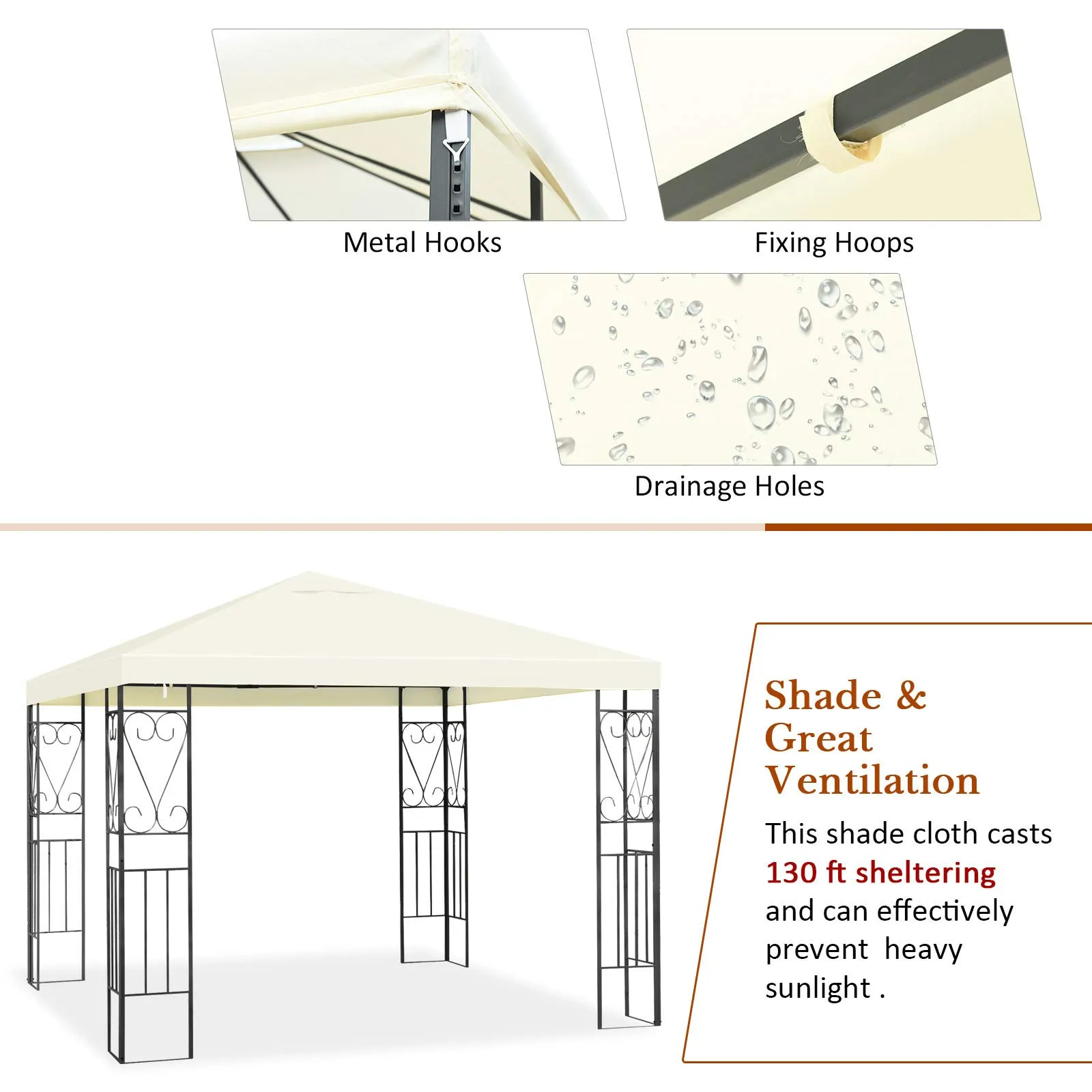 Tangkula 10x10 Feet Steel Patio Gazebo, Outdoor Canopy Gazebo with Water-Resistant Canopy