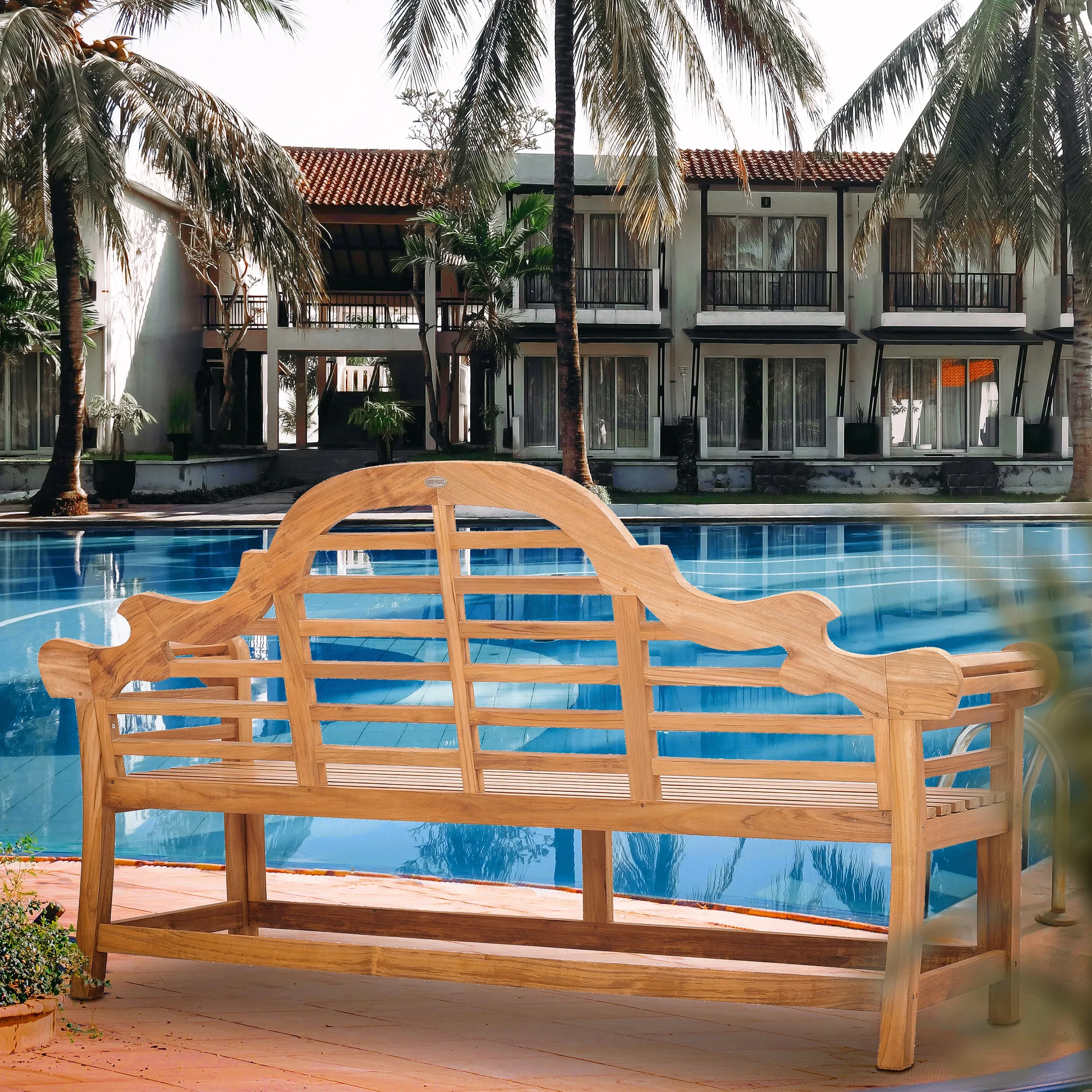 Teak Wood Lutyens Triple Bench
