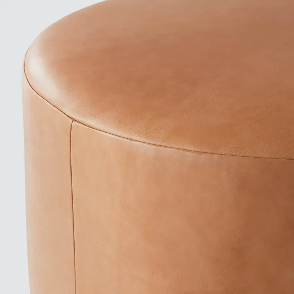 Torres Round Leather Ottoman - Medium & Large
